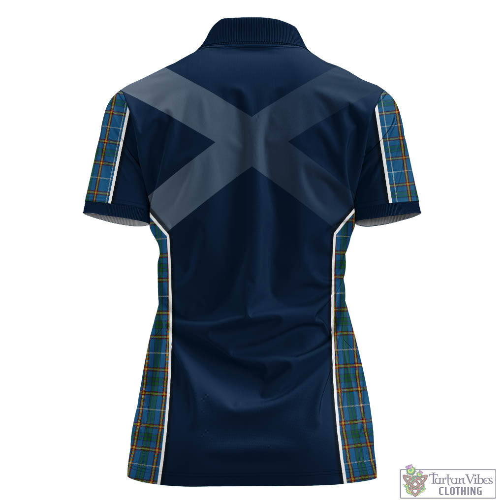 Tartan Vibes Clothing Bain Tartan Women's Polo Shirt with Family Crest and Scottish Thistle Vibes Sport Style