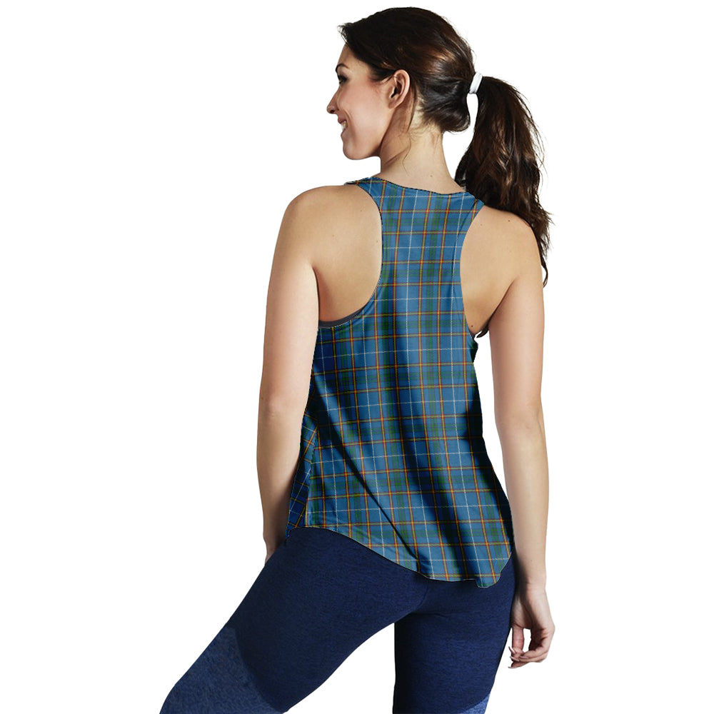 Bain Tartan Women Racerback Tanks with Family Crest - Tartanvibesclothing