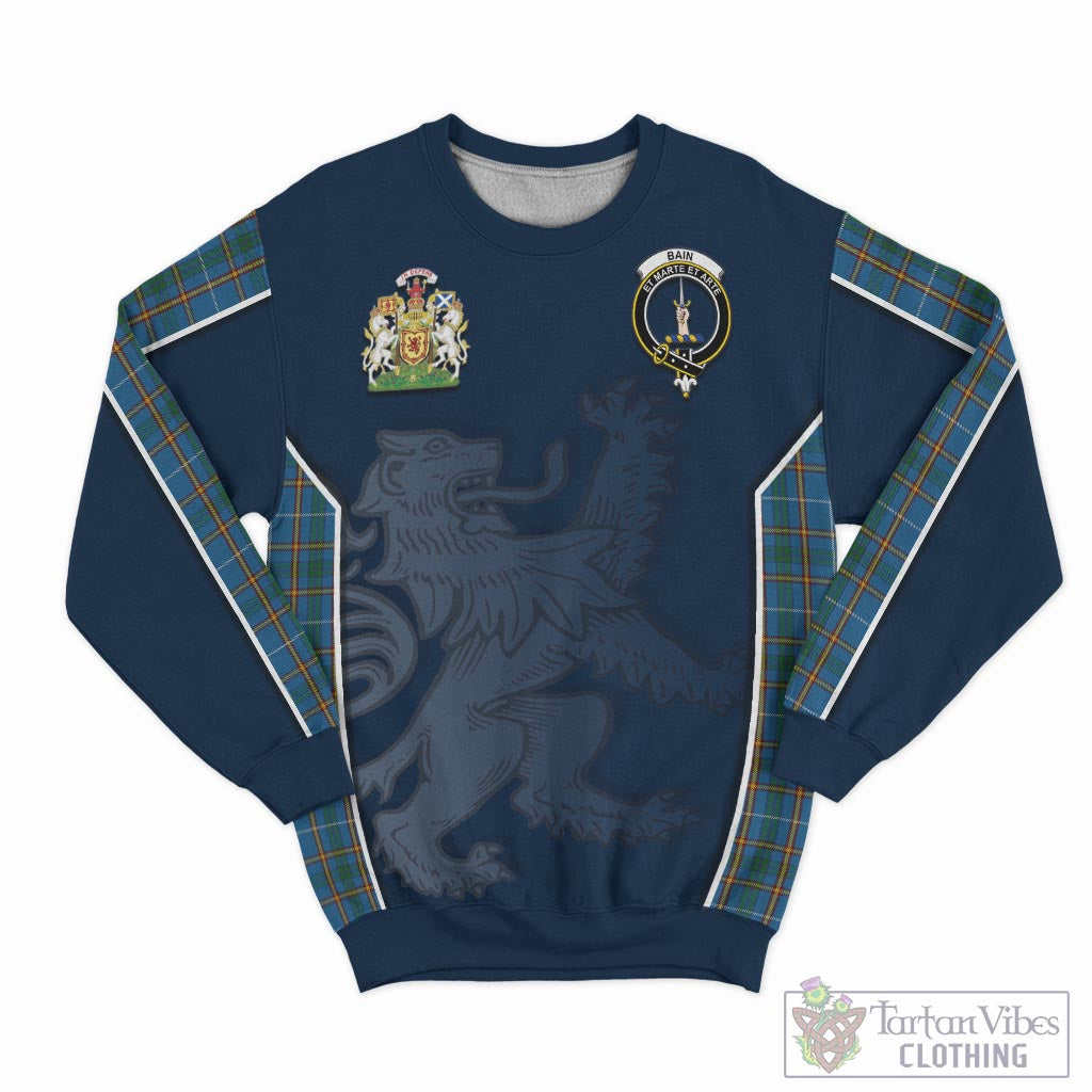 Tartan Vibes Clothing Bain Tartan Sweater with Family Crest and Lion Rampant Vibes Sport Style