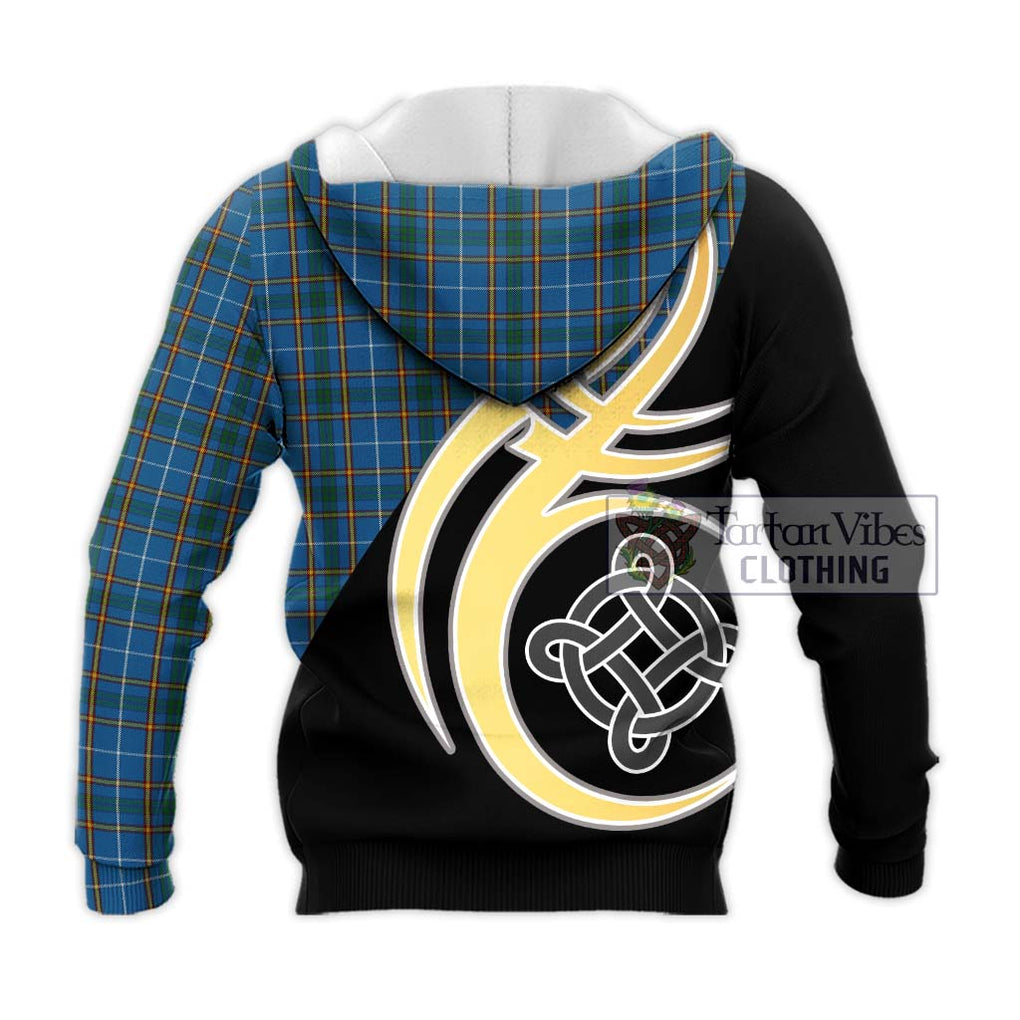 Bain Tartan Knitted Hoodie with Family Crest and Celtic Symbol Style - Tartan Vibes Clothing