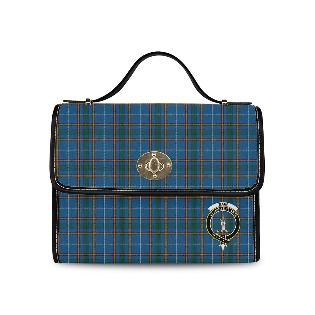 Bain Tartan Leather Strap Waterproof Canvas Bag with Family Crest - Tartanvibesclothing