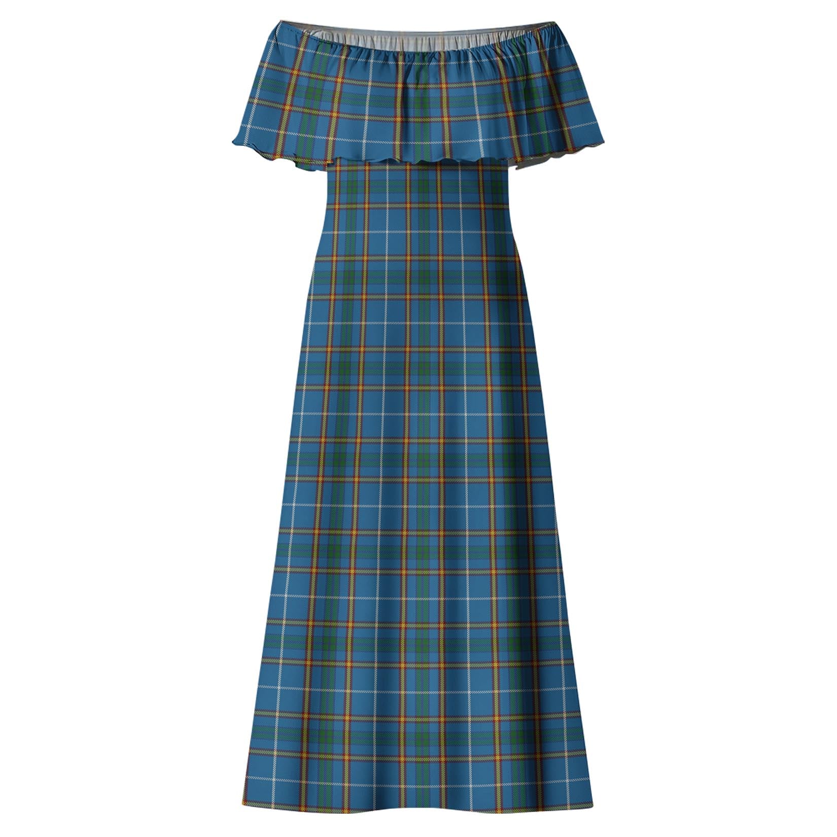 Bain Tartan Off Shoulder Long Dress - Tartanvibesclothing