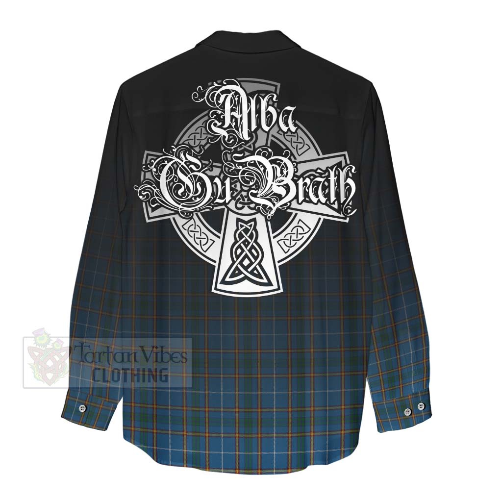 Tartan Vibes Clothing Bain Tartan Women's Casual Shirt Featuring Alba Gu Brath Family Crest Celtic Inspired