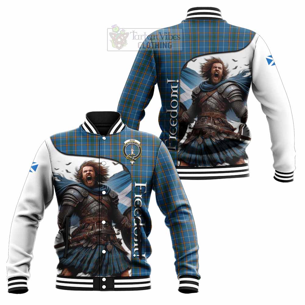 Tartan Vibes Clothing Bain Crest Tartan Baseball Jacket Inspired by the Freedom of Scottish Warrior