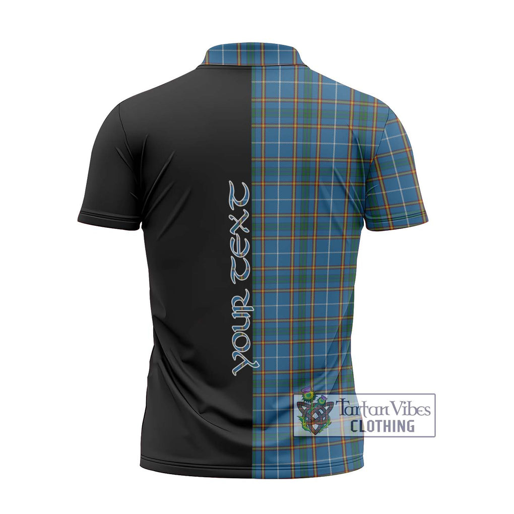 Bain Tartan Zipper Polo Shirt with Family Crest and Half Of Me Style - Tartanvibesclothing Shop