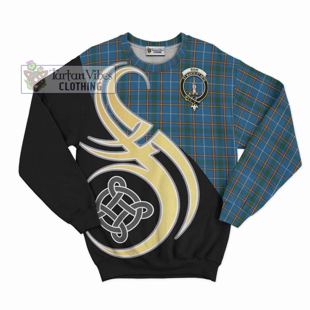 Bain Tartan Sweatshirt with Family Crest and Celtic Symbol Style - Tartan Vibes Clothing