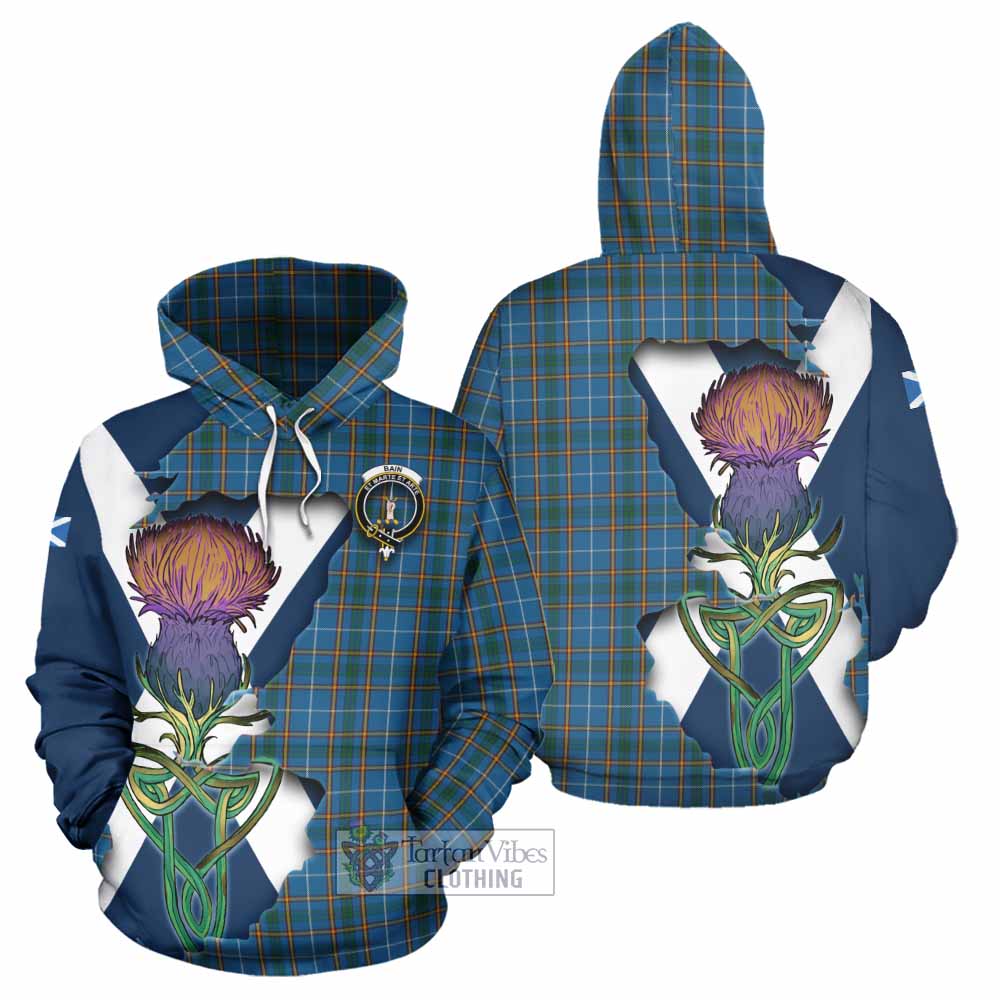 Bain Tartan Family Crest Hoodie Scottish Thistle Celtic Inspired - Tartan Vibes Clothing