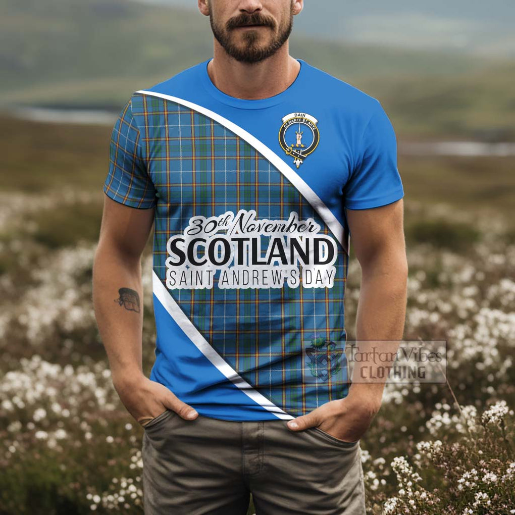 Tartan Vibes Clothing Bain Family Crest Tartan T-Shirt Celebrate Saint Andrew's Day in Style