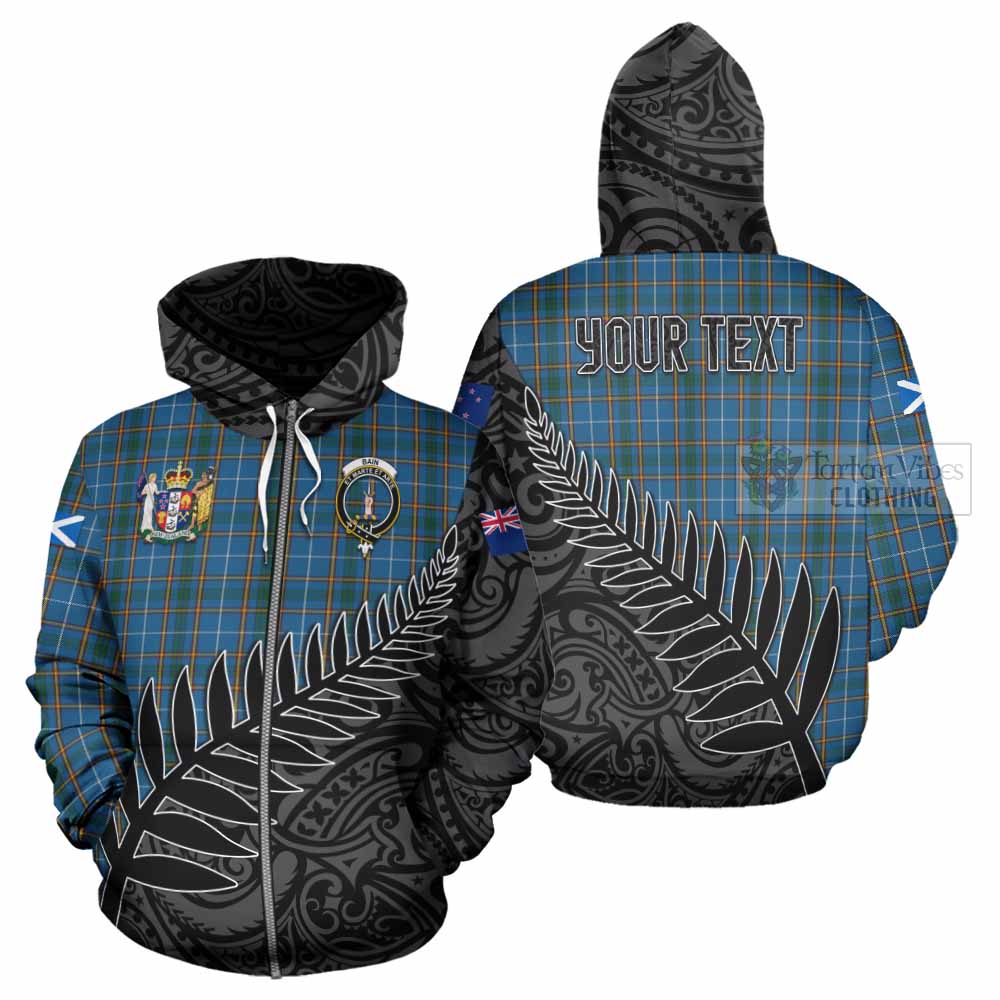 Tartan Vibes Clothing Bain Crest Tartan Hoodie with New Zealand Silver Fern Half Style