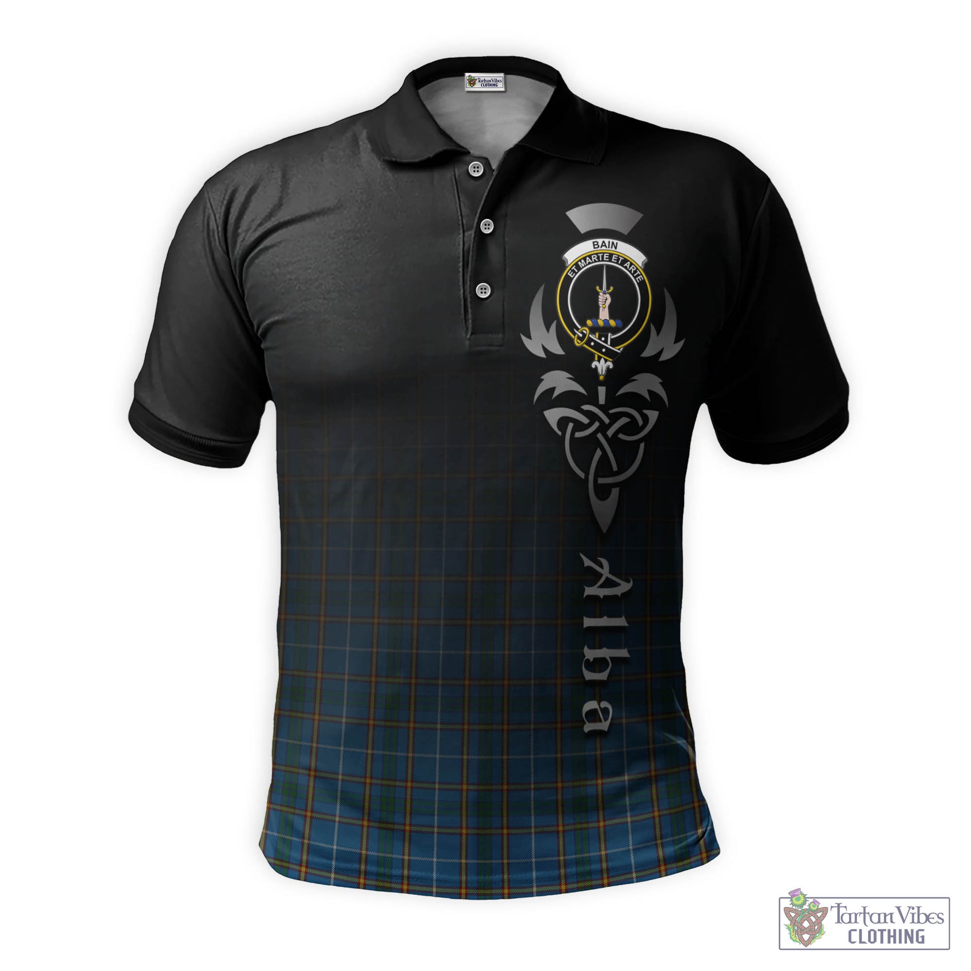 Tartan Vibes Clothing Bain Tartan Polo Shirt Featuring Alba Gu Brath Family Crest Celtic Inspired