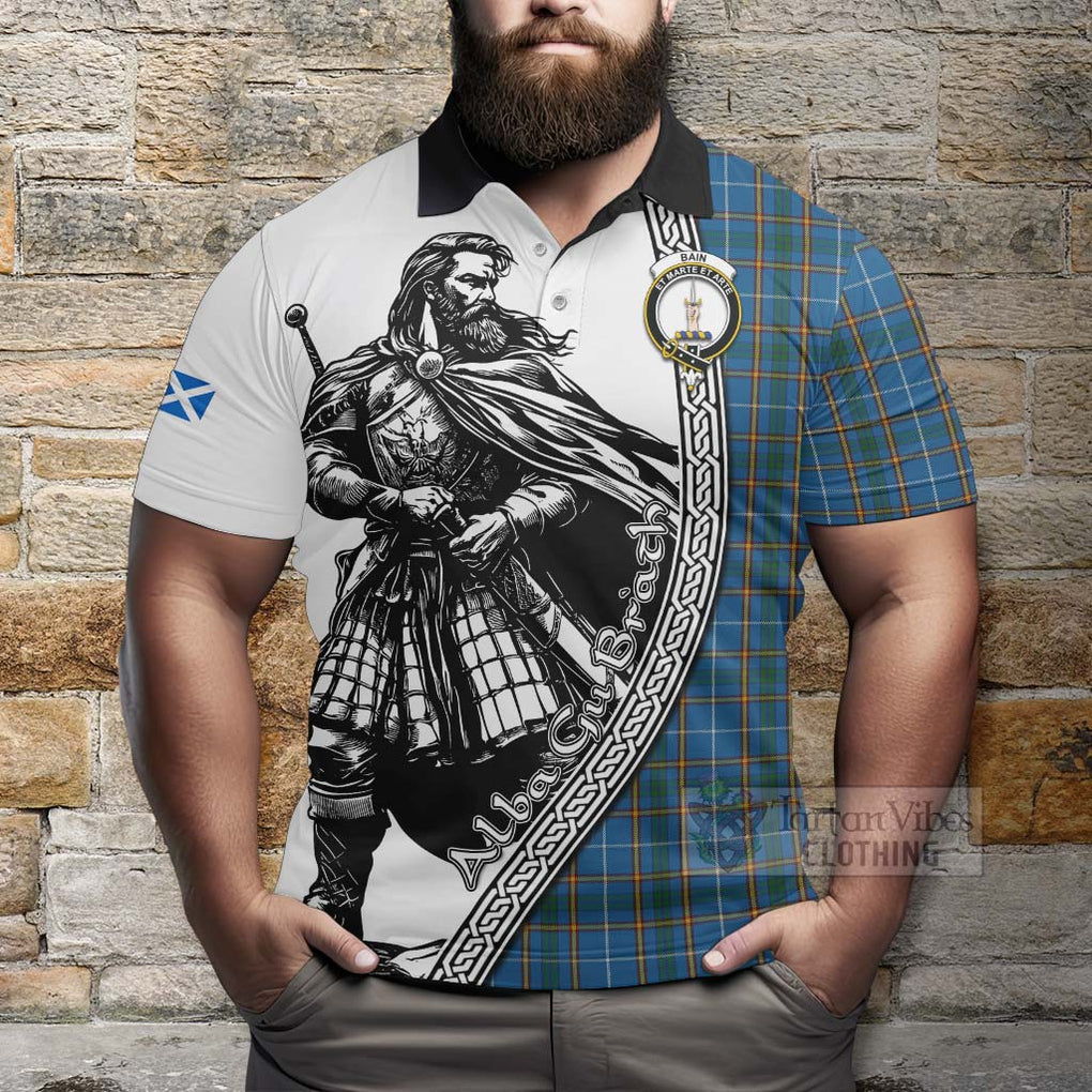 Bain Tartan Clan Crest Polo Shirt with Highlander Warrior Celtic Style - Tartan Vibes Clothing