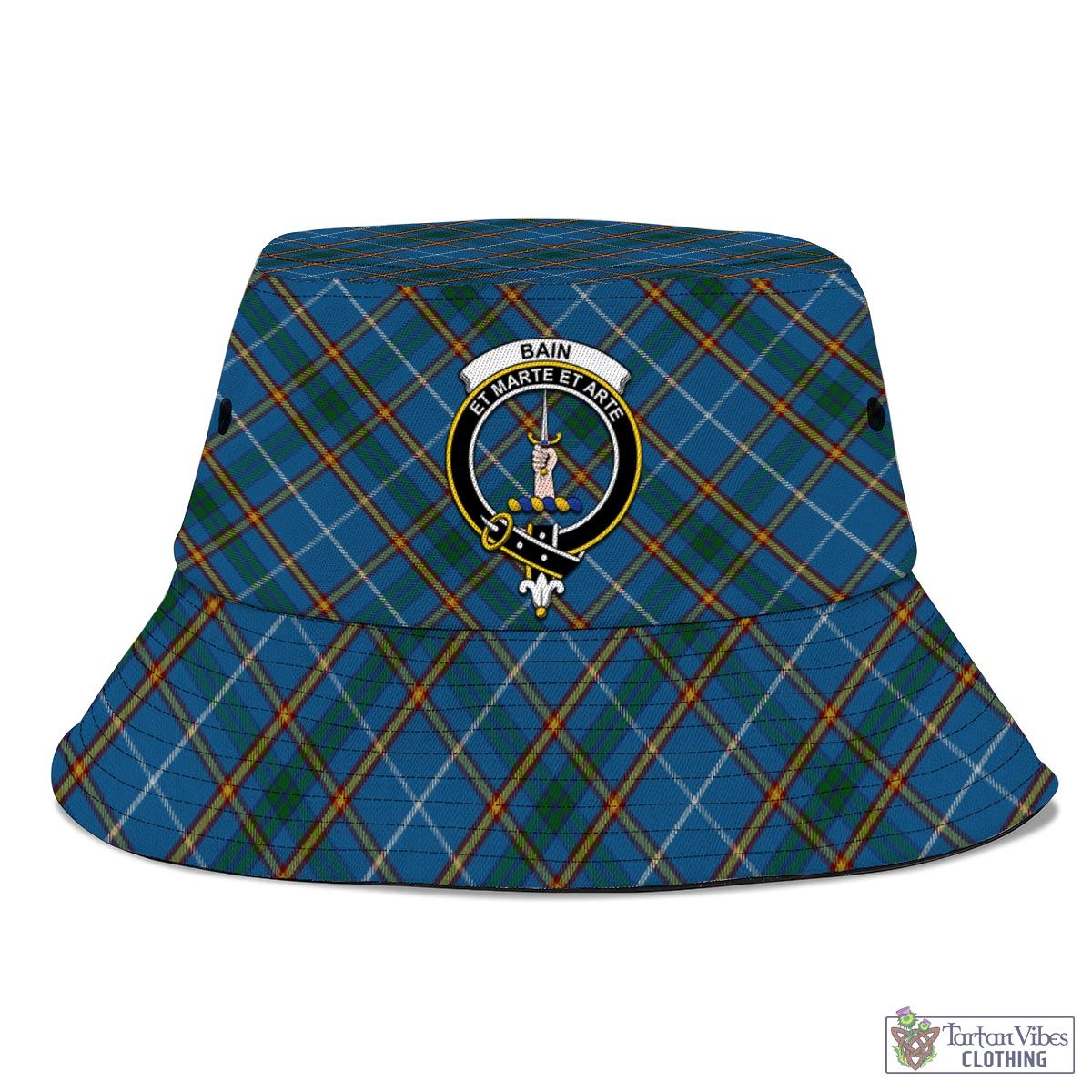 Tartan Vibes Clothing Bain Tartan Bucket Hat with Family Crest