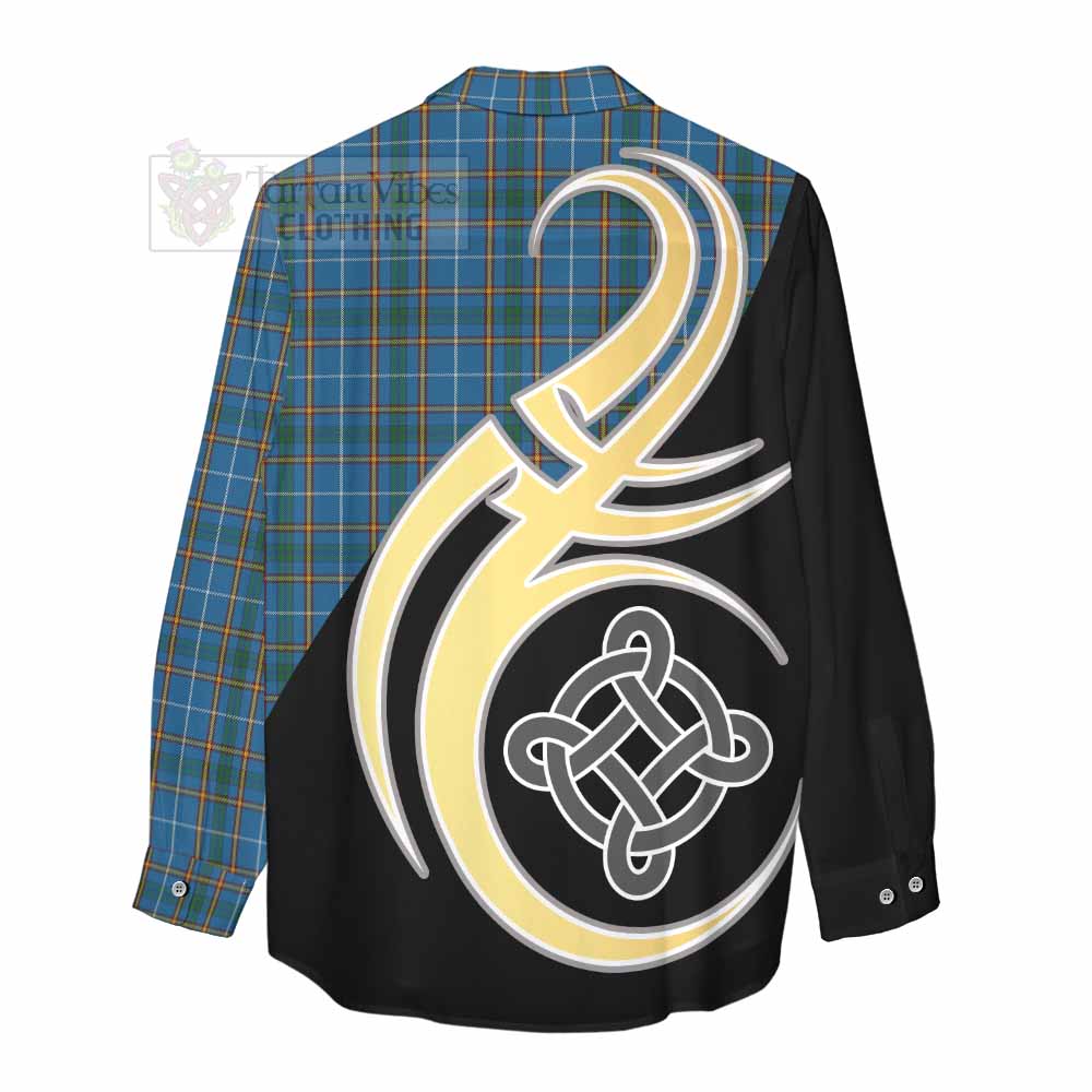 Tartan Vibes Clothing Bain Tartan Women's Casual Shirt with Family Crest and Celtic Symbol Style