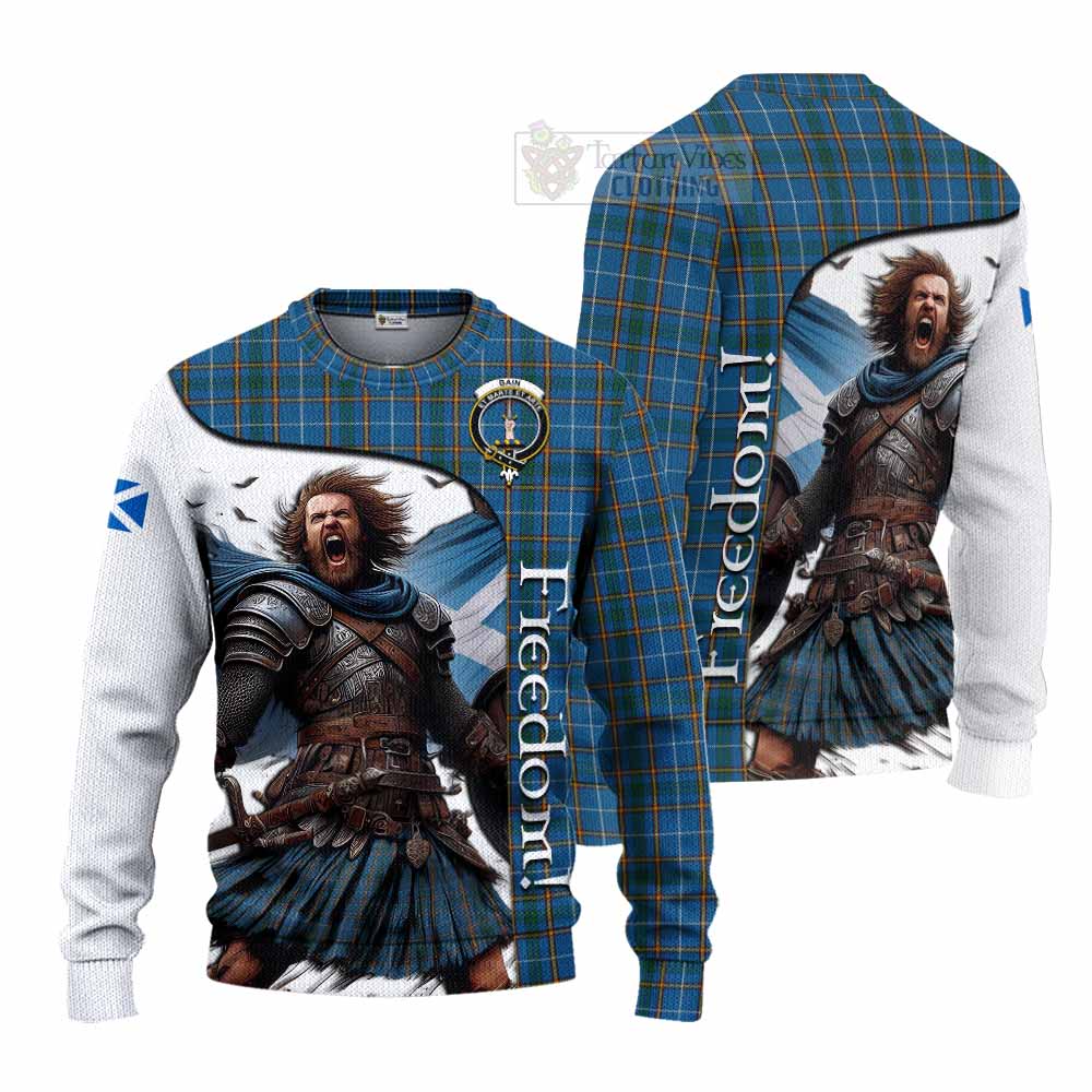 Tartan Vibes Clothing Bain Crest Tartan Knitted Sweater Inspired by the Freedom of Scottish Warrior