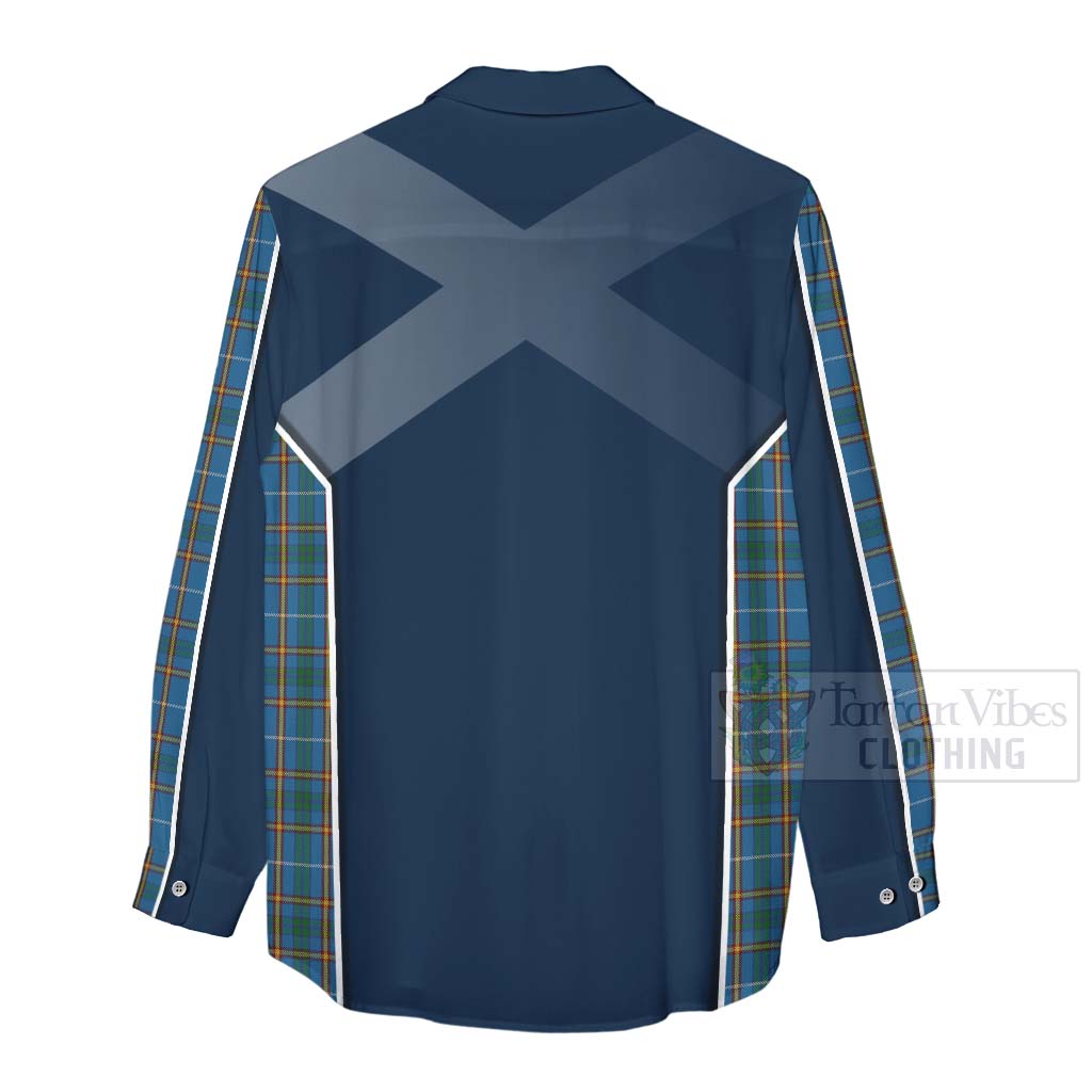 Tartan Vibes Clothing Bain Tartan Women's Casual Shirt with Family Crest and Scottish Thistle Vibes Sport Style