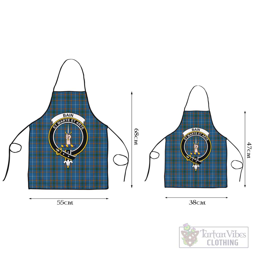 Bain Tartan Apron with Family Crest Black L 55x68 cm - Tartan Vibes Clothing