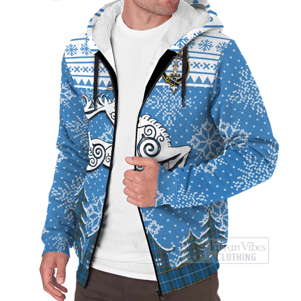 Tartan Vibes Clothing Bain Clan Christmas Sherpa Hoodie Celtic Reindeer Style