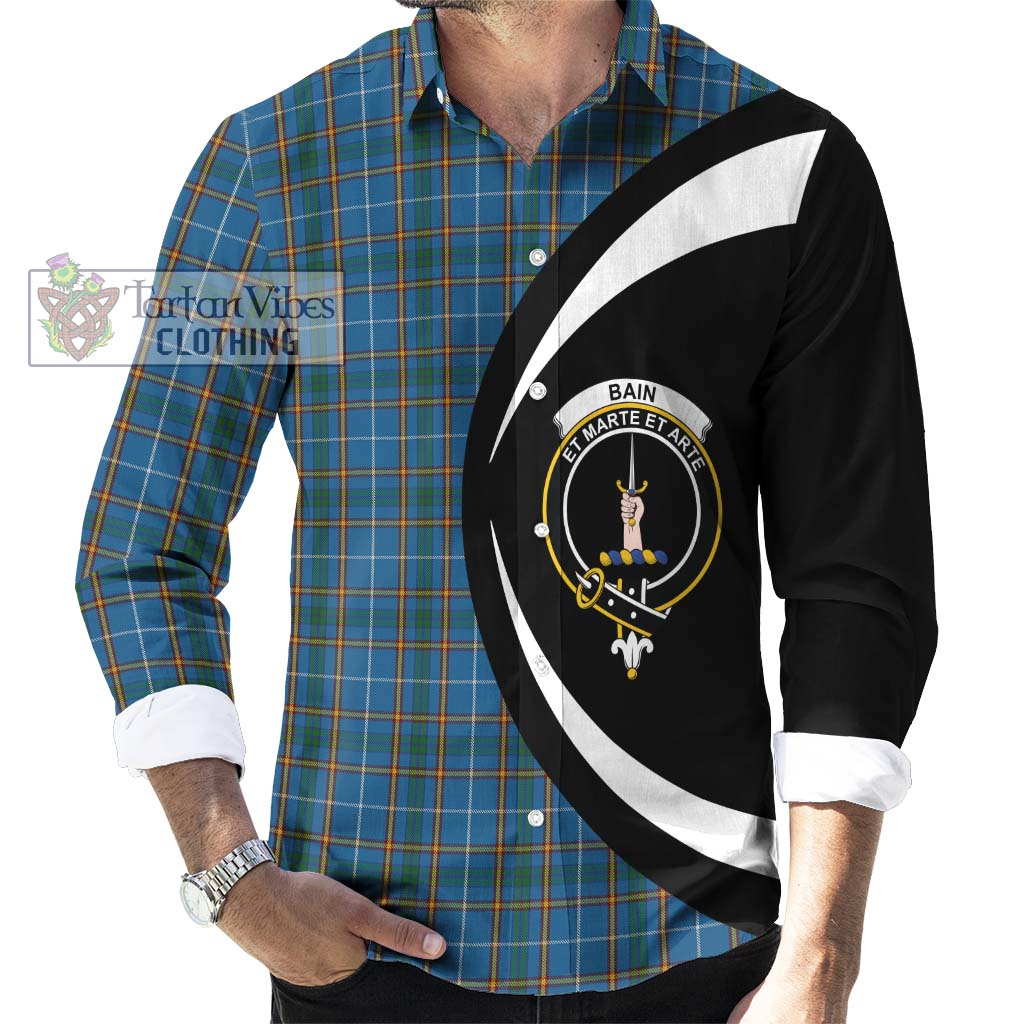 Tartan Vibes Clothing Bain Tartan Long Sleeve Button Up with Family Crest Circle Style