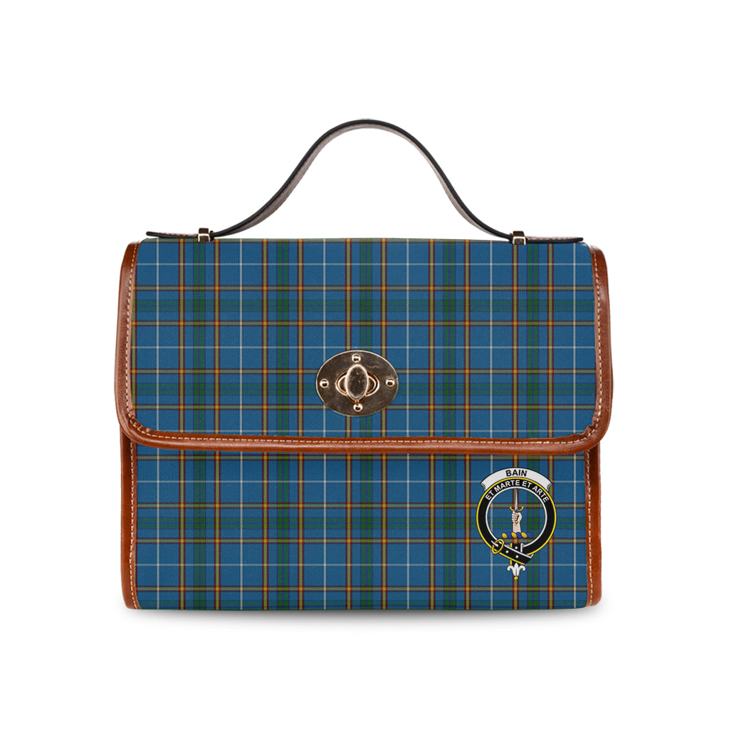 Bain Tartan Leather Strap Waterproof Canvas Bag with Family Crest - Tartanvibesclothing