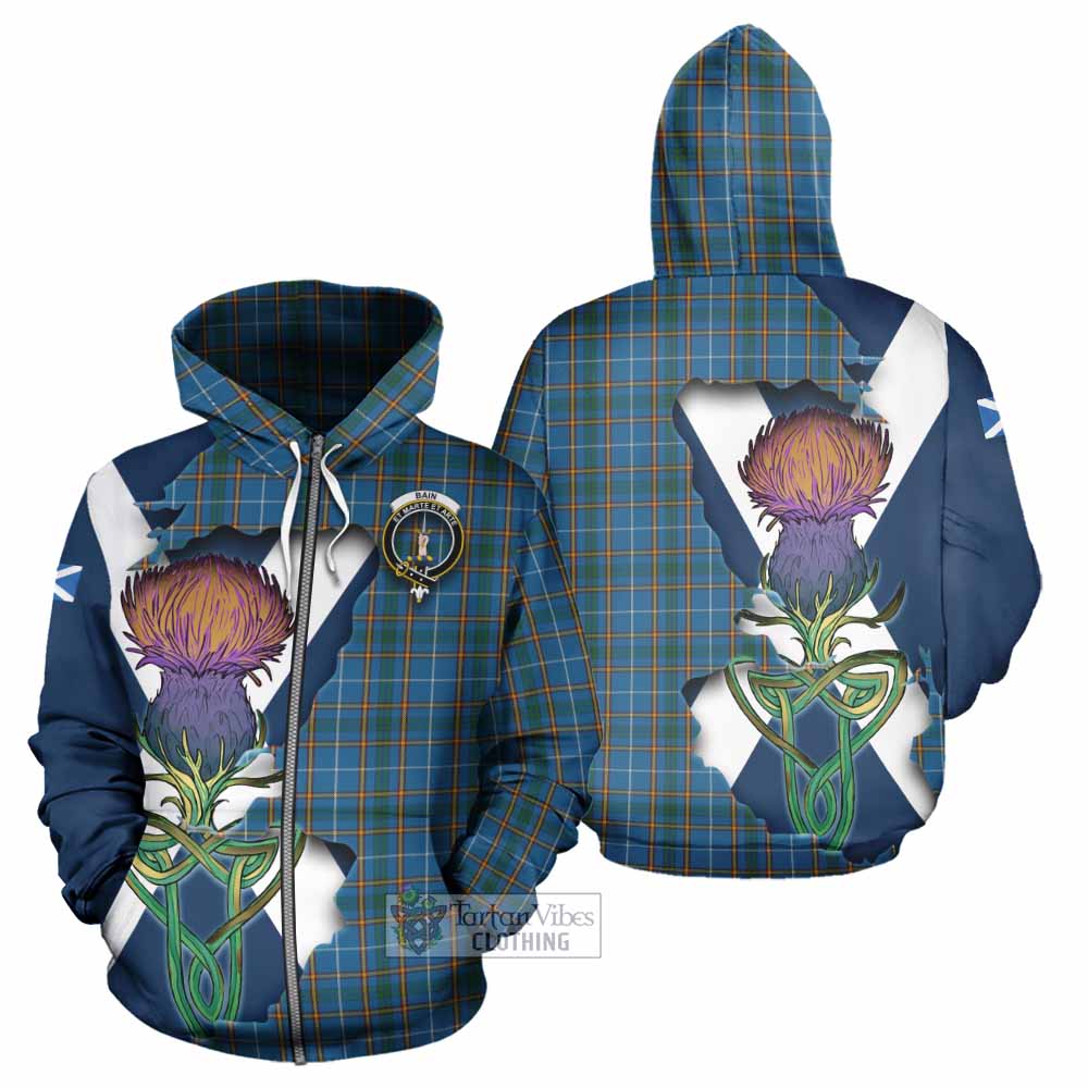 Bain Tartan Family Crest Hoodie Scottish Thistle Celtic Inspired Zip Hoodie - Tartan Vibes Clothing