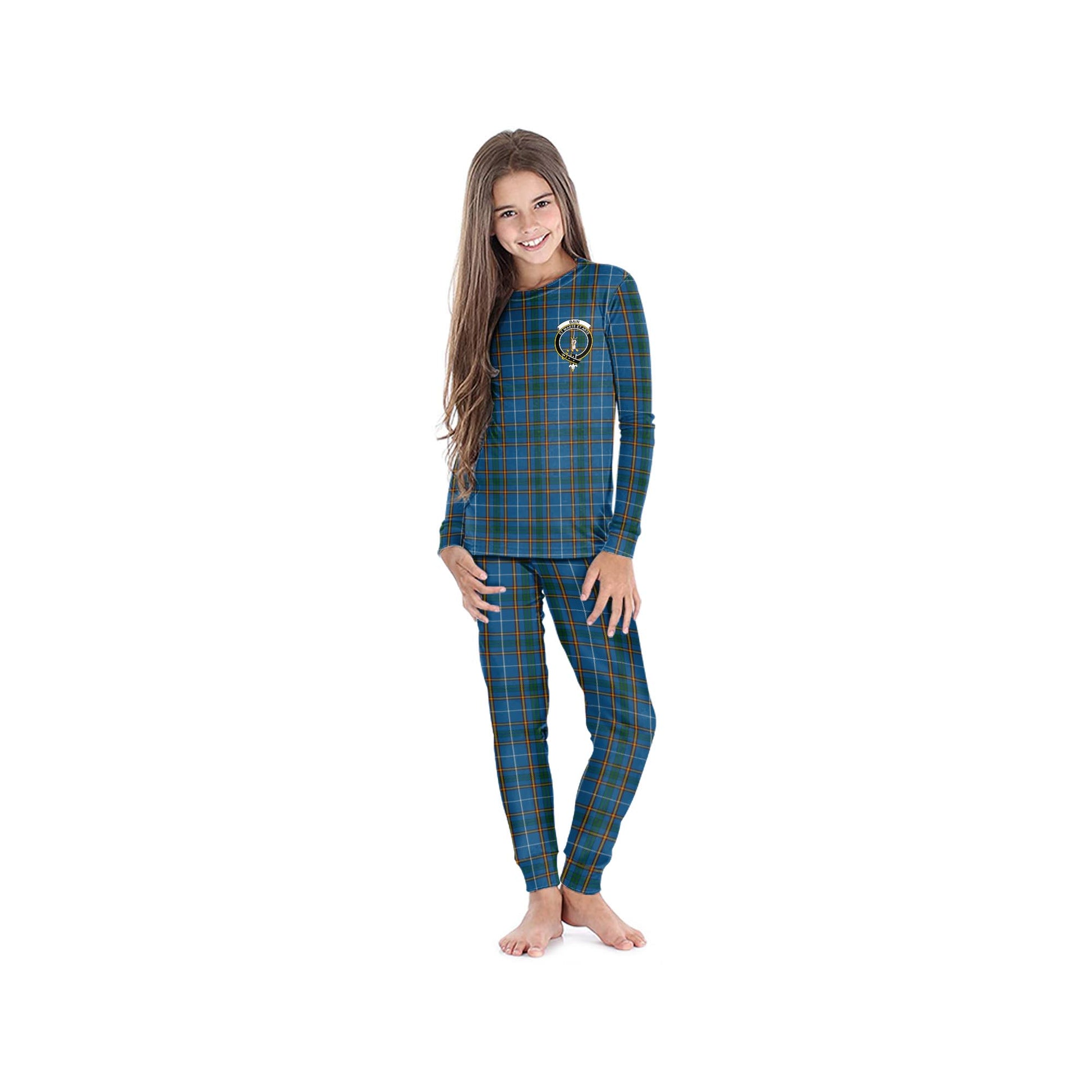 Bain Tartan Pajamas Family Set with Family Crest - Tartan Vibes Clothing