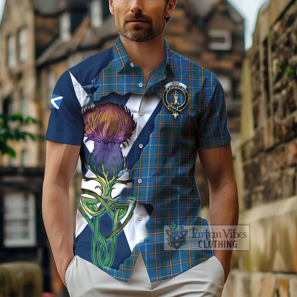 Bain Tartan Family Crest Hawaiian Shirt Scottish Thistle Celtic Inspired - Tartan Vibes Clothing