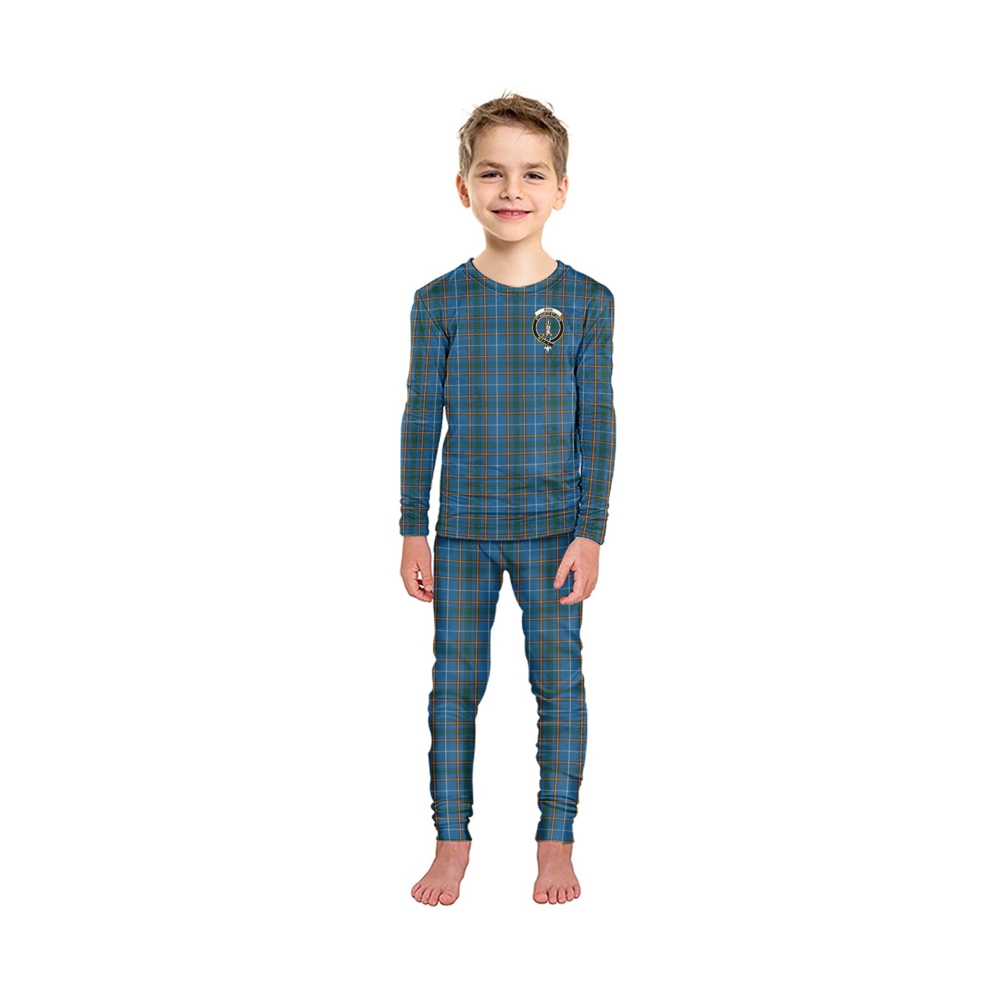 Bain Tartan Pajamas Family Set with Family Crest - Tartan Vibes Clothing