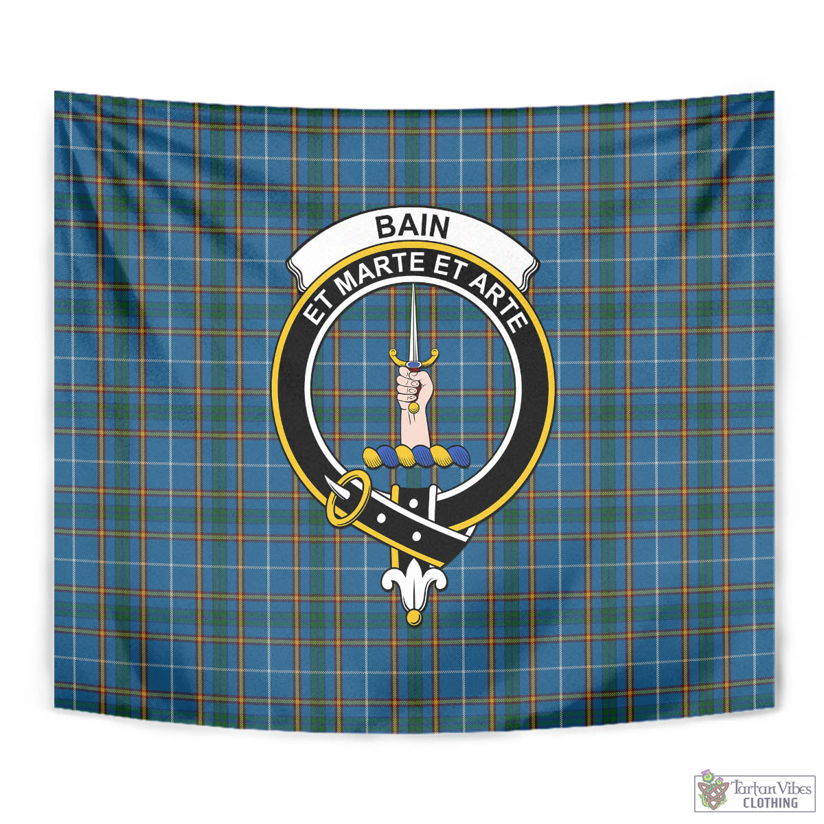 Tartan Vibes Clothing Bain Tartan Tapestry Wall Hanging and Home Decor for Room with Family Crest