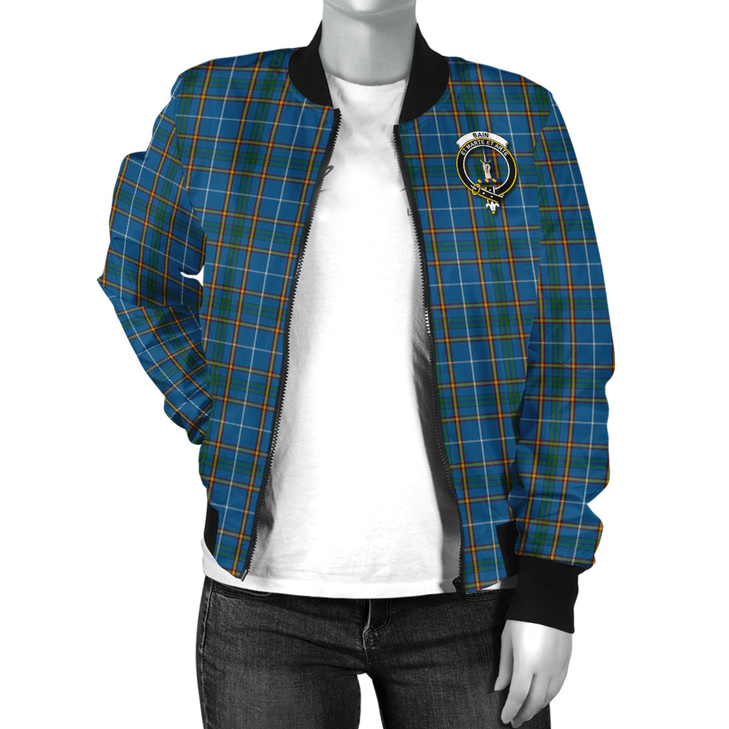 Bain Tartan Bomber Jacket with Family Crest - Tartanvibesclothing