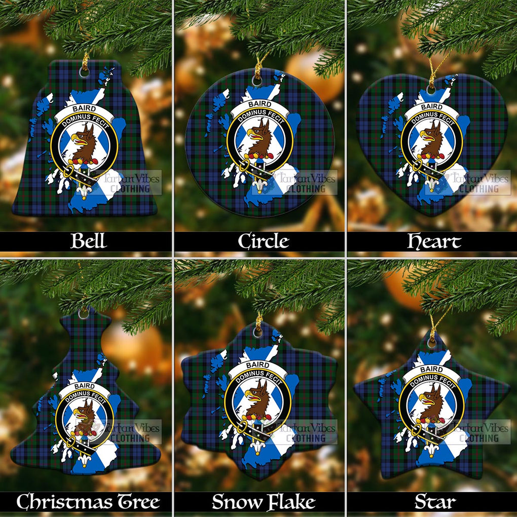 Tartan Vibes Clothing Baird Tartan Christmas Ornament with Family Crest and Scotland Map