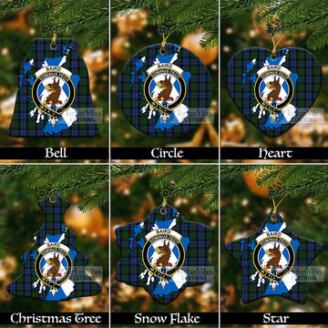 Baird Tartan Christmas Ornament with Family Crest and Scotland Map