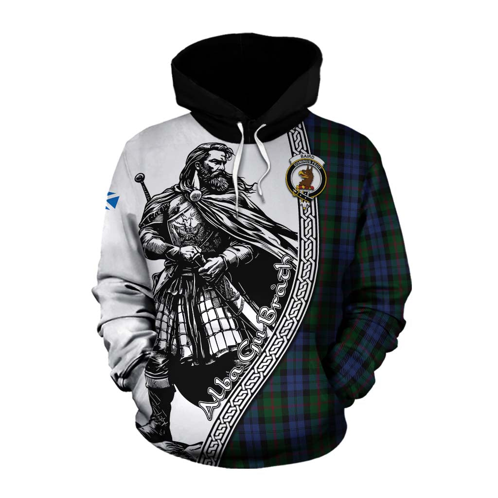 Tartan Vibes Clothing Baird Tartan Clan Crest Cotton Hoodie with Highlander Warrior Celtic Style