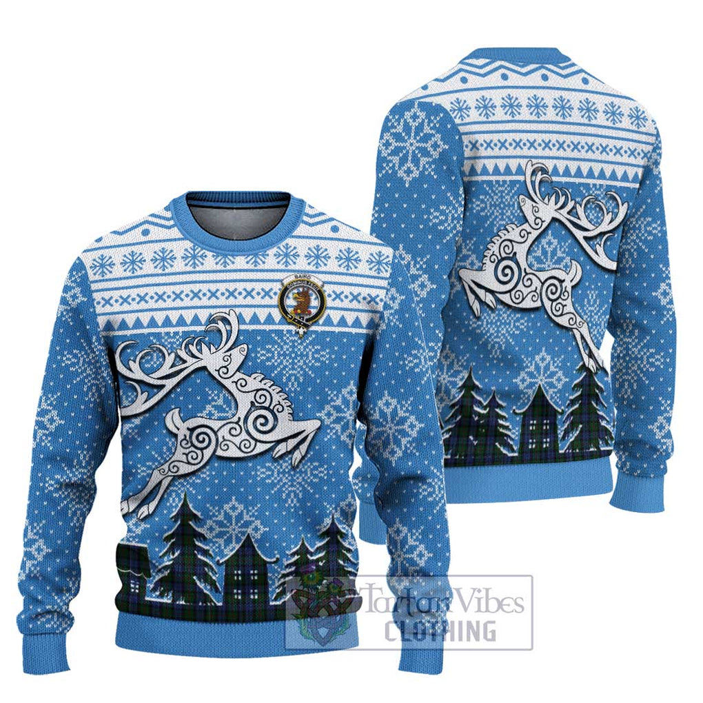 Tartan Vibes Clothing Baird Clan Christmas Ugly Sweater with Tartan and Celtic Raindeer Style