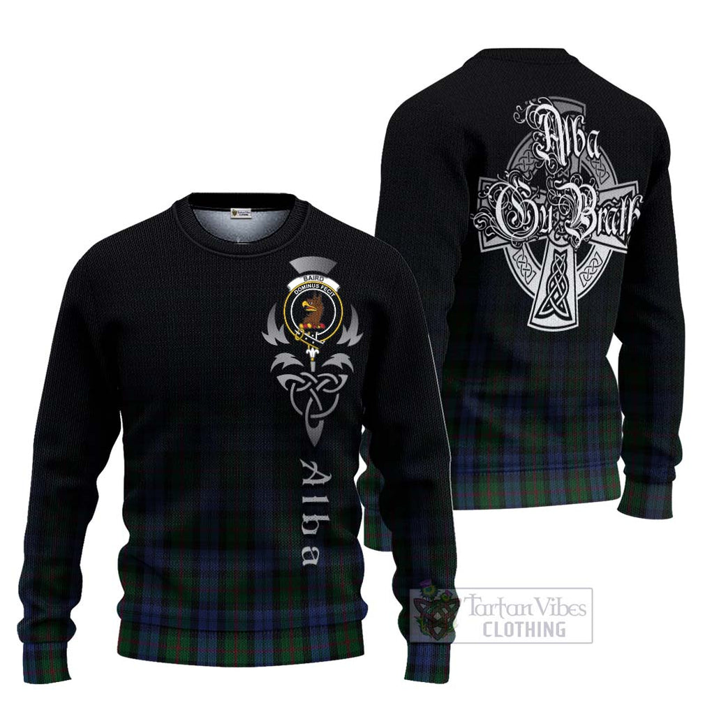 Tartan Vibes Clothing Baird Tartan Knitted Sweater Featuring Alba Gu Brath Family Crest Celtic Inspired