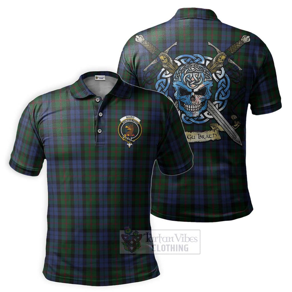 Tartan Vibes Clothing Baird Tartan Polo Shirt with Family Crest Celtic Skull Style