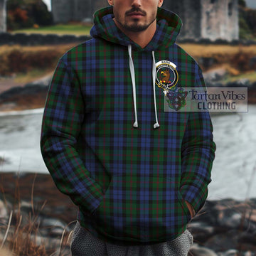 Baird Tartan Cotton Hoodie with Family Crest