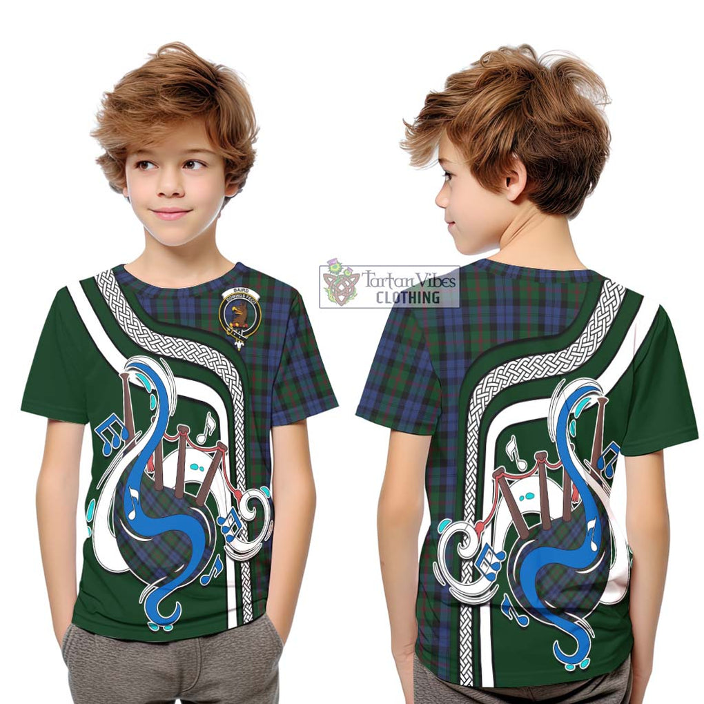 Tartan Vibes Clothing Baird Tartan Kid T-Shirt with Epic Bagpipe Style