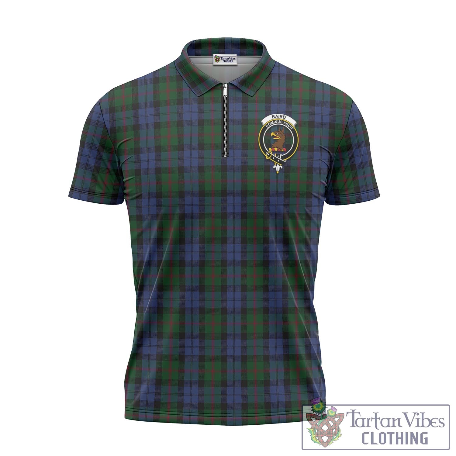 Tartan Vibes Clothing Baird Tartan Zipper Polo Shirt with Family Crest