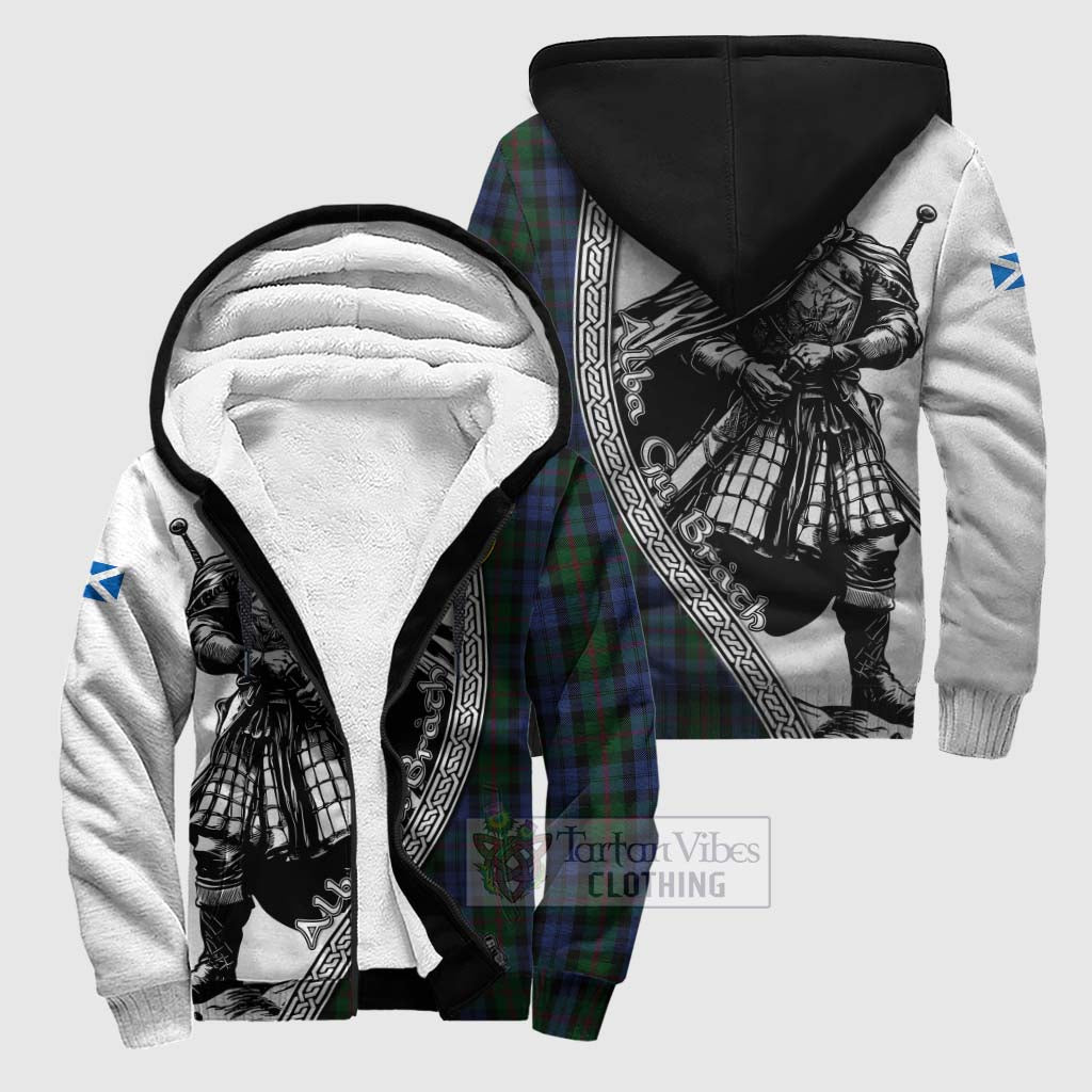 Tartan Vibes Clothing Baird Tartan Clan Crest Sherpa Hoodie with Highlander Warrior Celtic Style