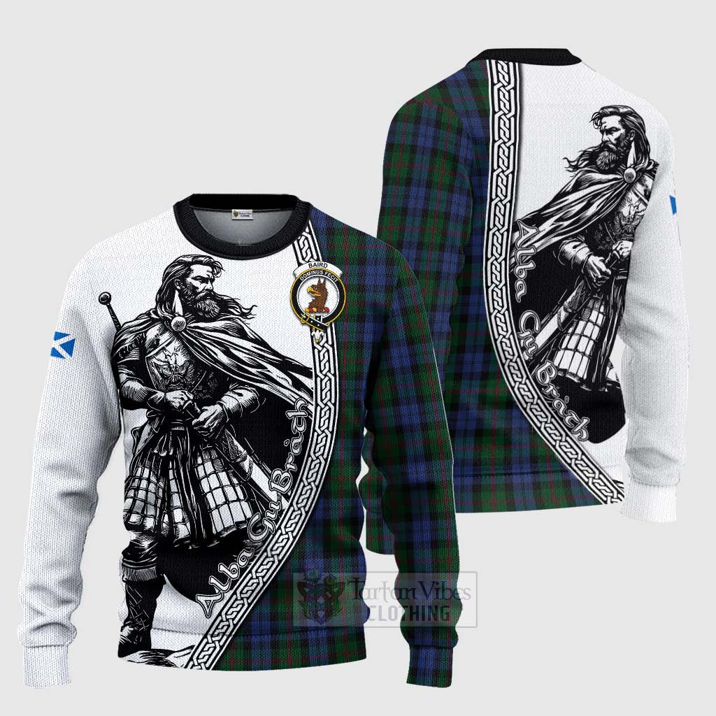 Tartan Vibes Clothing Baird Tartan Clan Crest Knitted Sweater with Highlander Warrior Celtic Style