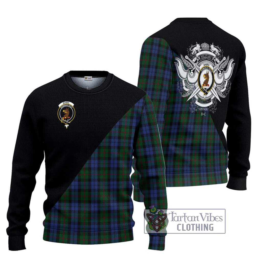 Baird Tartan Knitted Sweater with Family Crest and Military Logo Style Unisex - Tartanvibesclothing Shop