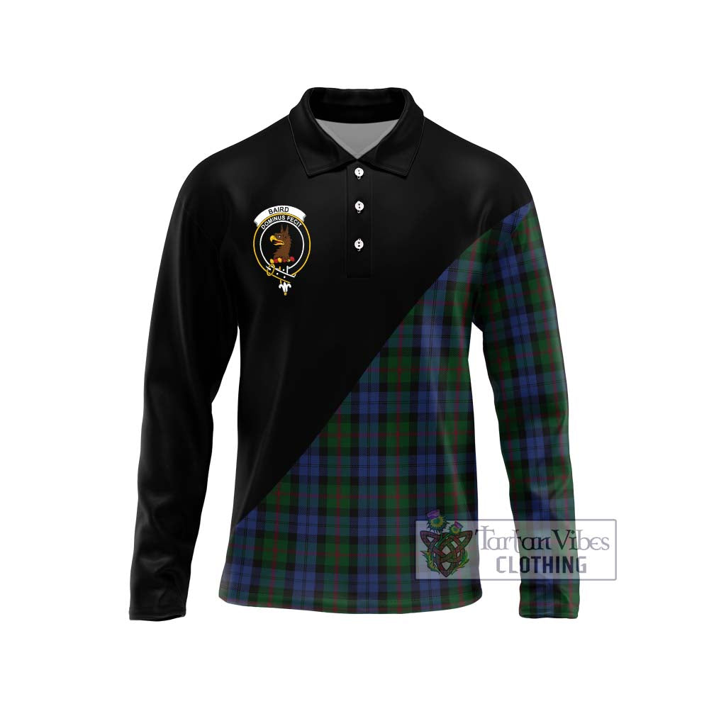 Baird Tartan Long Sleeve Polo Shirt with Family Crest and Military Logo Style Unisex - Tartanvibesclothing Shop