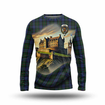 Baird Tartan Family Crest Long Sleeve T-Shirt with Scottish Ancient Castle Style Unisex - Tartan Vibes Clothing