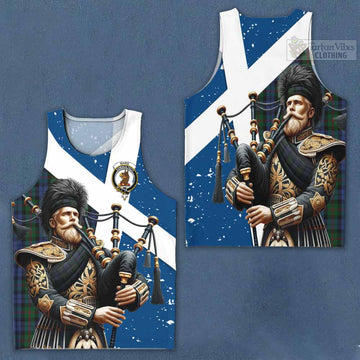 Baird Tartan Men's Tank Top with Family Crest Scottish Bagpiper Vibes