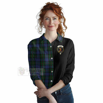 Baird Tartan Women's Casual Shirt with Family Crest and Half Of Me Style