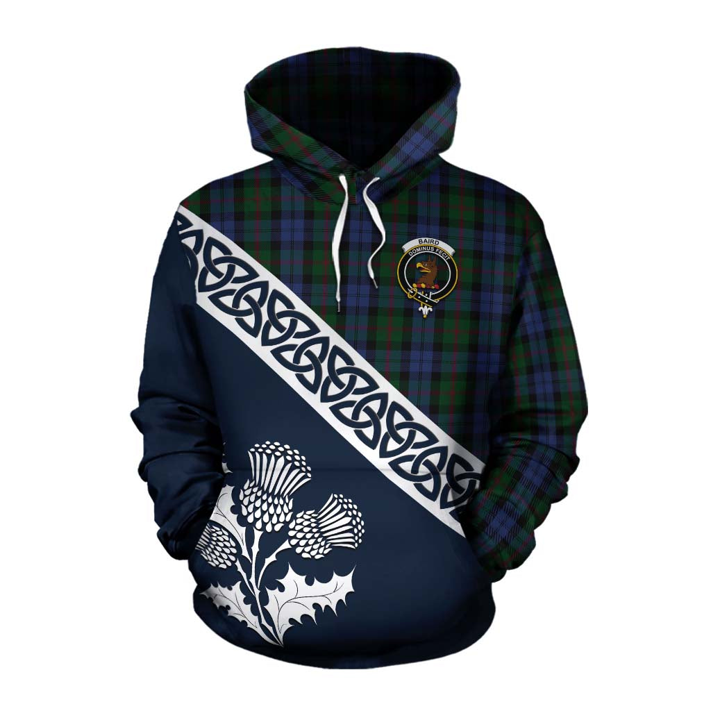 Tartan Vibes Clothing Baird Tartan Cotton Hoodie Featuring Thistle and Scotland Map