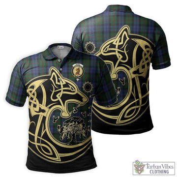 Baird Tartan Polo Shirt with Family Crest Celtic Wolf Style