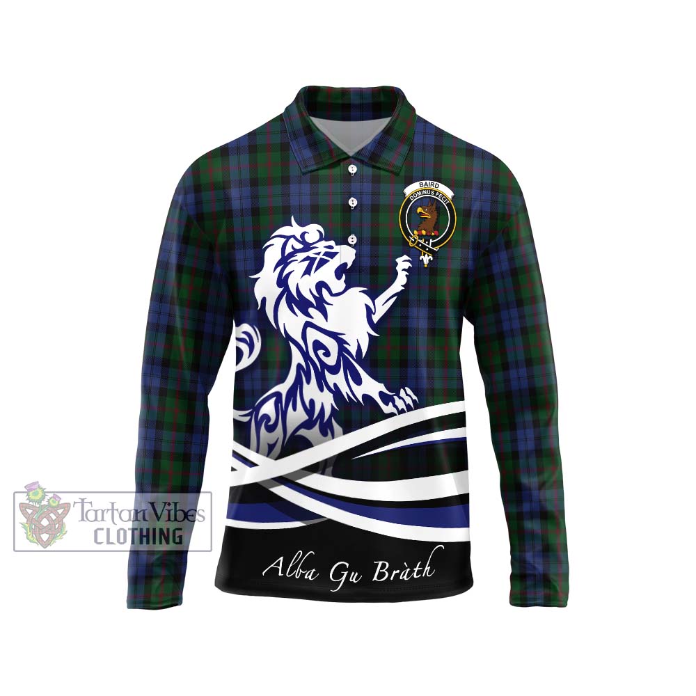 Baird Tartan Long Sleeve Polo Shirt with Alba Gu Brath Regal Lion Emblem Unisex - Tartanvibesclothing Shop