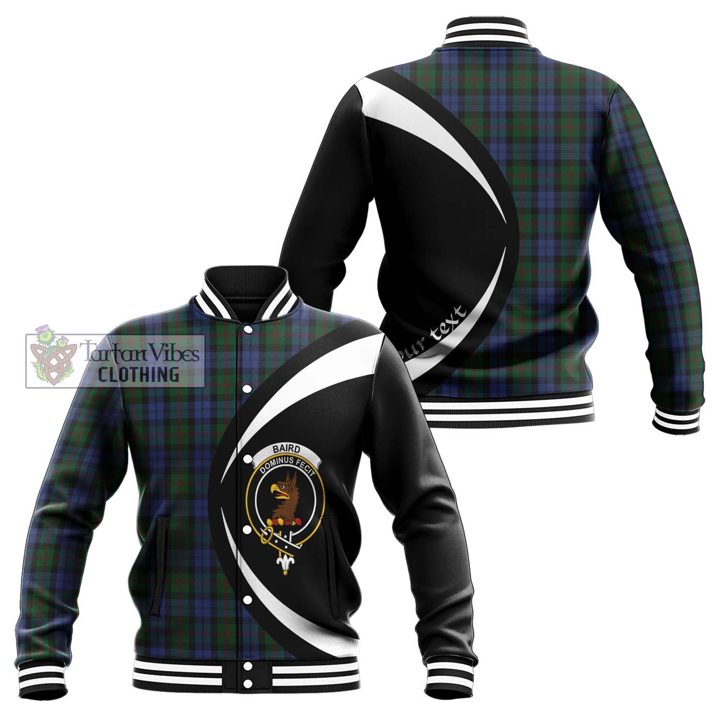 Baird Tartan Baseball Jacket with Family Crest Circle Style Unisex - Tartan Vibes Clothing