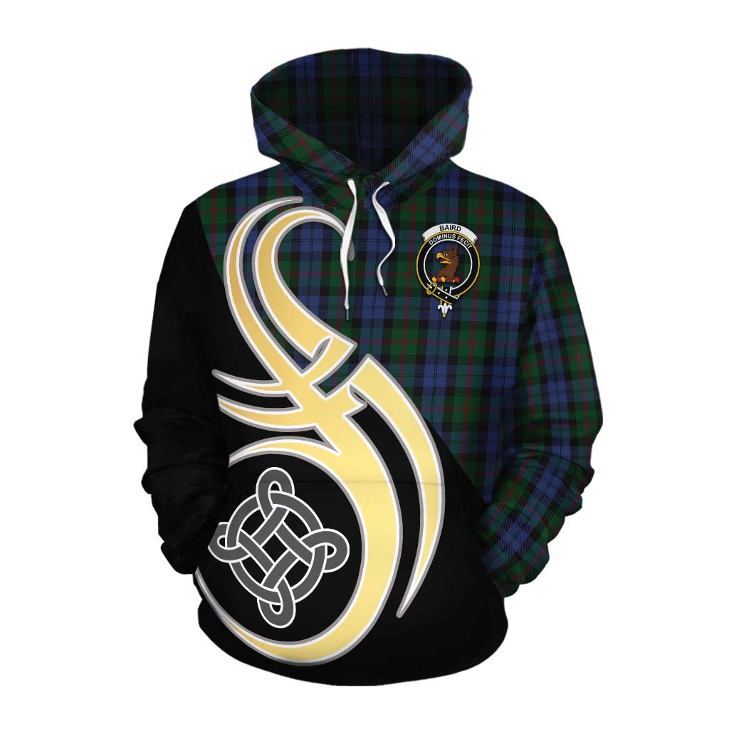 Tartan Vibes Clothing Baird Tartan Cotton Hoodie with Family Crest and Celtic Symbol Style